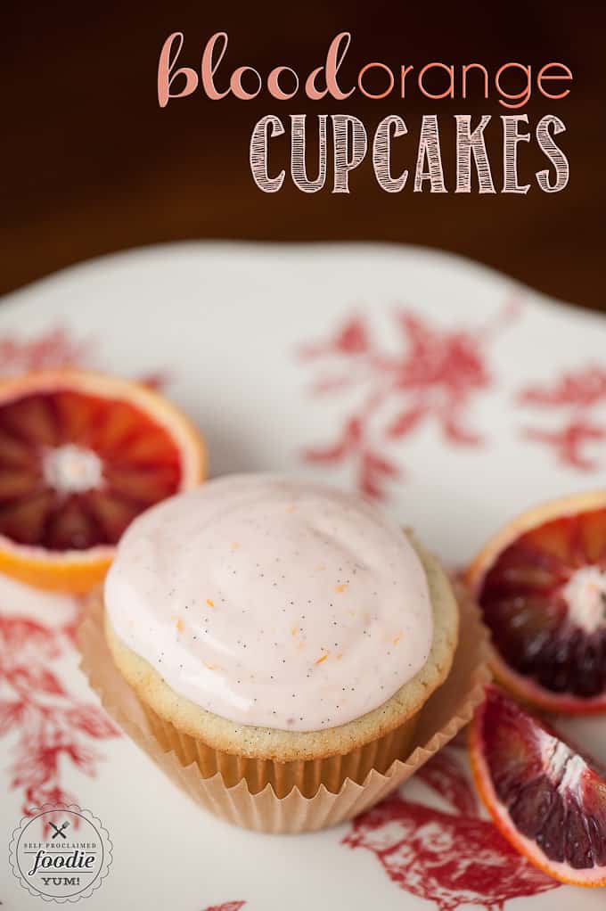 Blood Orange Cupcakes on a plate.