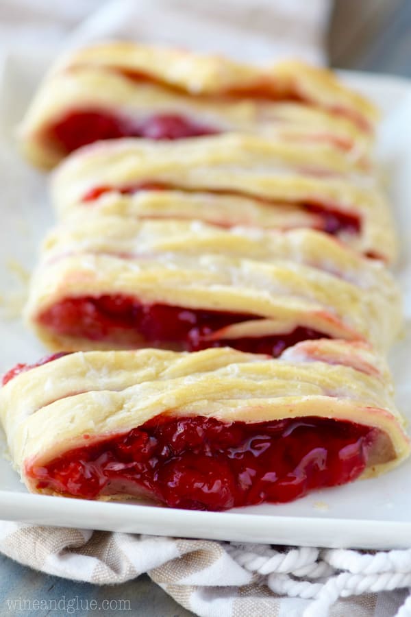 Cherry Almond Braid on a white plate.