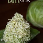 This Angel Hair Coleslaw has a creamy light dressing and is the perfect side for your summer barbecue. The secret, though, is how the cabbage is cut.