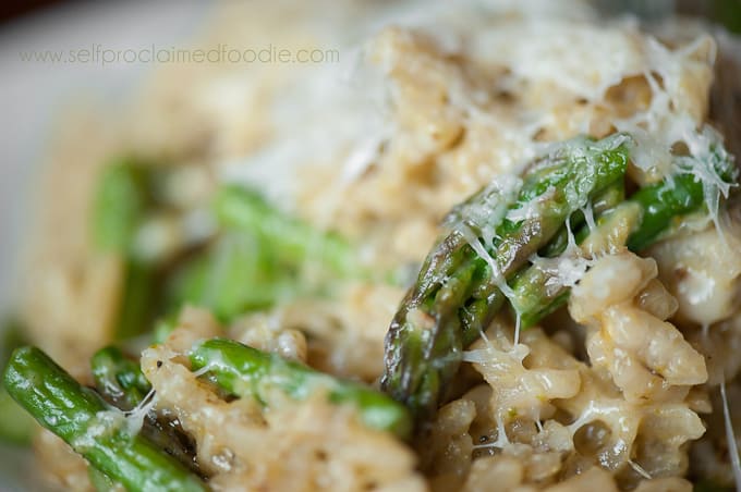 risotto with asparagus close up