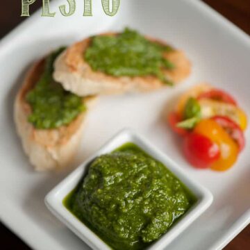 This classic fresh Basil Pesto recipe combines the vibrant and wonderful flavors of basil, parsley, toasted pine nuts, parmesan, garlic and olive oil.