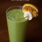 This tropical green smoothie is a creamy blend of pineapple, orange, banana and coconut. It is a super healthy and filling treat that your family will love.