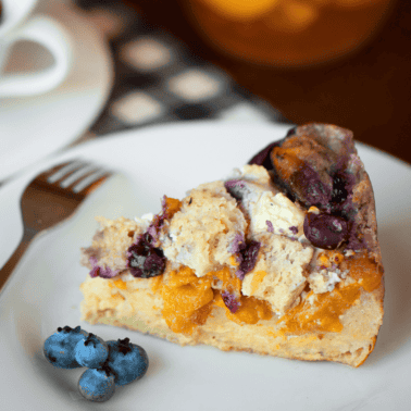 camping blueberry peach cream cheese French toast.