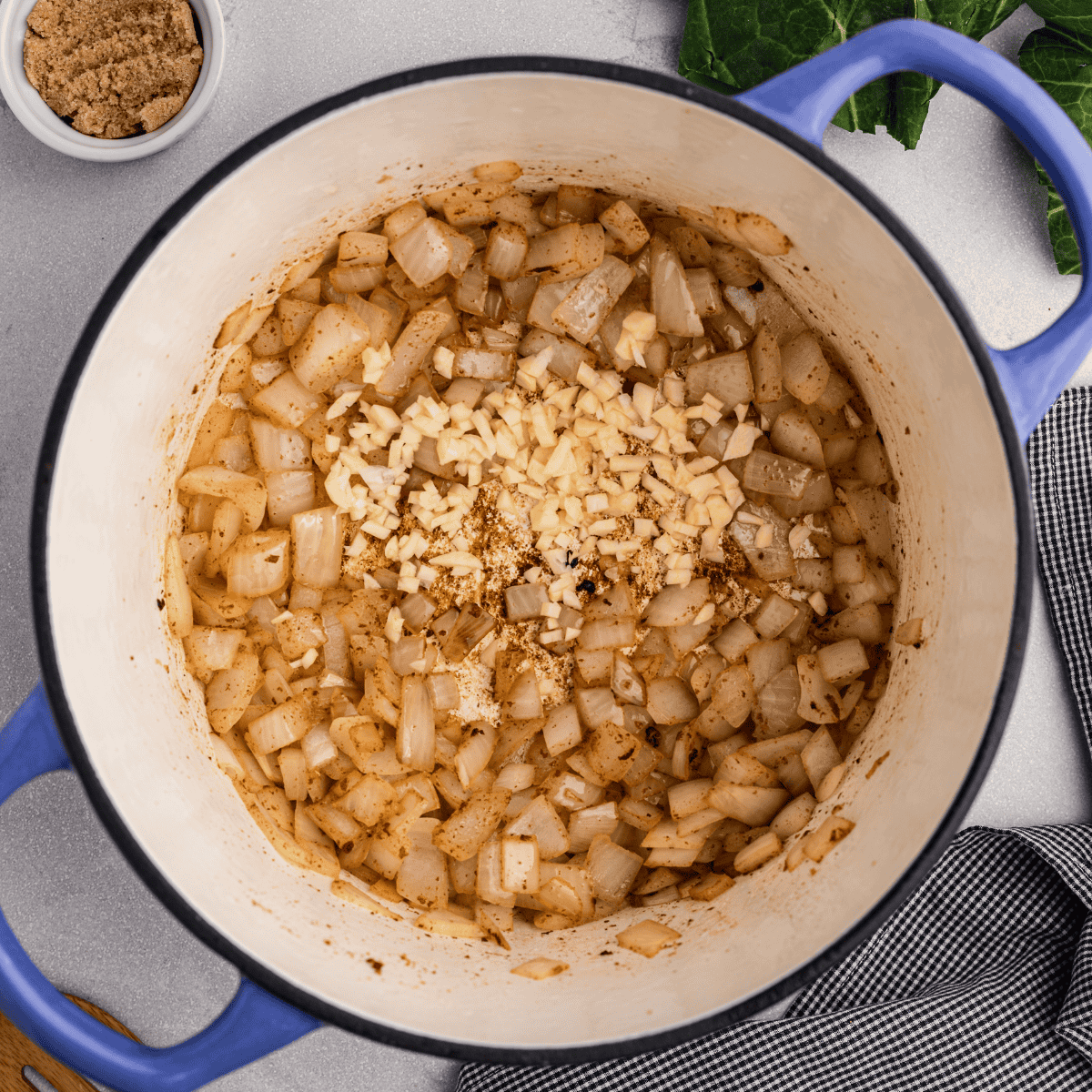 sauteed onion and garlic in bacon grease.