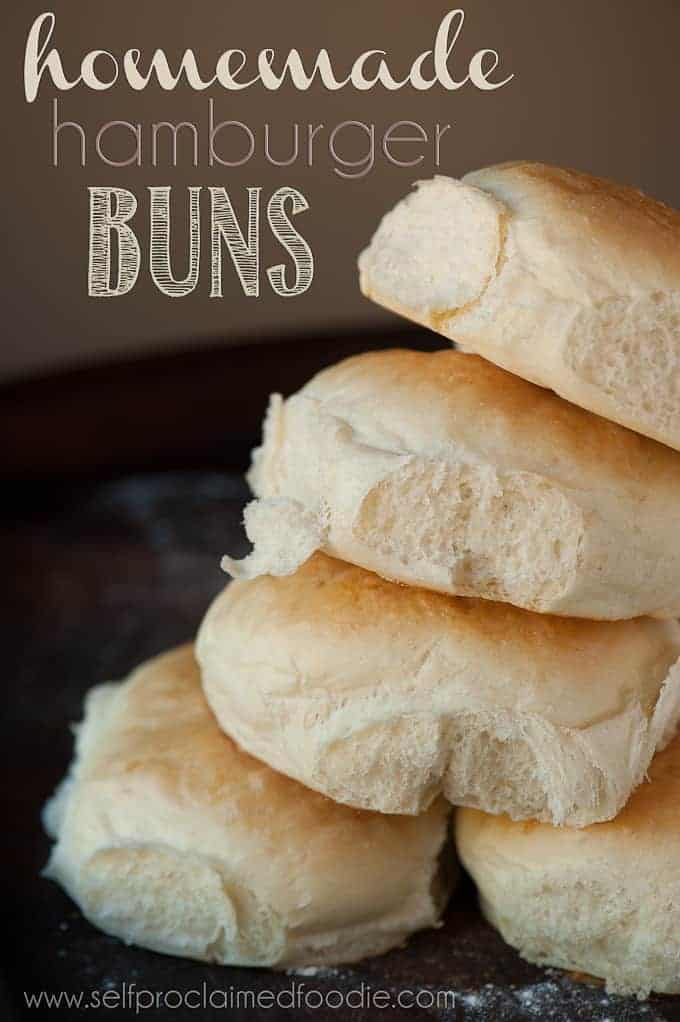 a stack of homemade hamburger buns