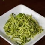 If you need a healthier, grain-free alternative to standard pasta, you can use zucchini noodles. Pesto zoodles taste great and are quick and easy to make.