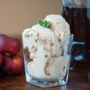 This homemade Bourbon Nectarine Ice Cream is the perfect blend between sweet fresh fruit and creamy vanilla bean ice cream with a smooth bourbon finish.