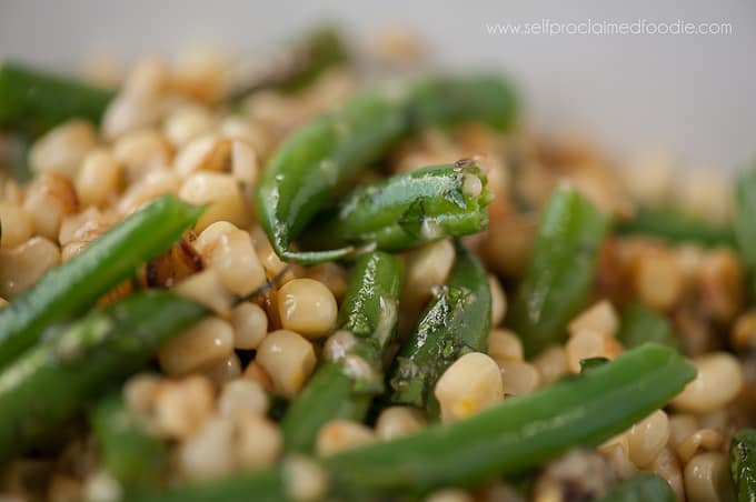 close up of Sauteed Green Beans and Corn