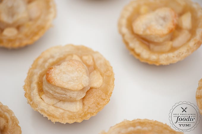 bite sized pear pie on white plate