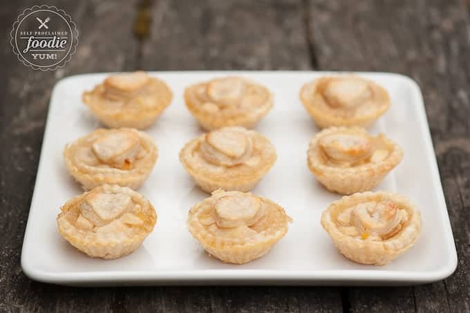 a tray of pear tarts 