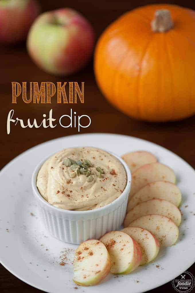 Pumpkin fruit dip with apples on the side