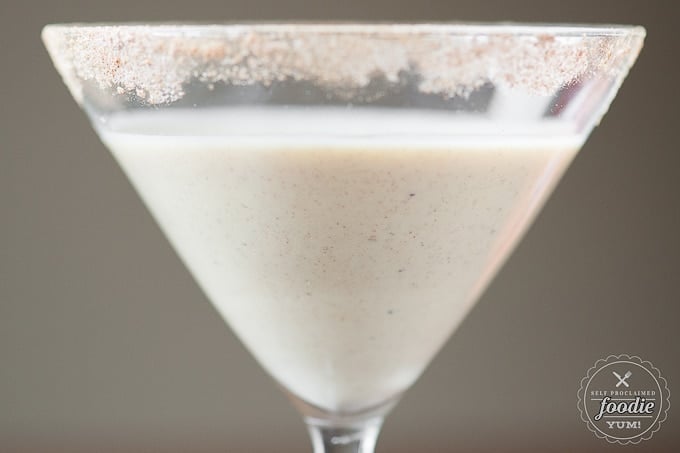 martini flavored with creamy pumpkin pie in glass