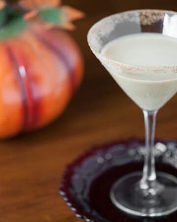 This Pumpkin Pie Martini is a perfect Fall cocktail. It is so rich and creamy that it really does taste like pumpkin pie, but with a boozy kick.