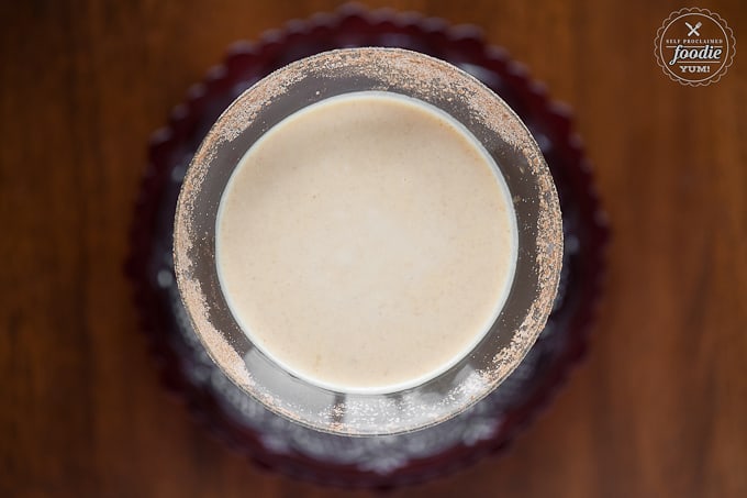 looking down at Pumpkin pie martini cocktail