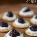 Roasted Beet and Chèvre Crisps are delicious bite sized appetizers made of roasted garlic and beets over creamy goat cheese. Perfect for Fall entertaining.