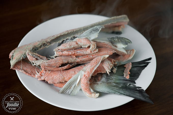 cooked salmon bones for chowder recipe