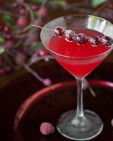 Make an extra batch of homemade cranberry sauce and pair it with vodka to transform it into a festive Cranberry Martini holiday cocktail.