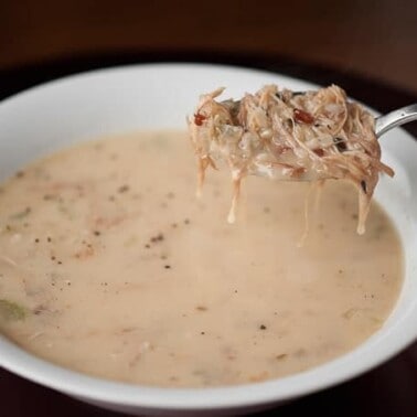 Leftover Turkey & Wild Rice Soup transforms your turkey carcass into the most delicious, rich, tasty feel good soup.