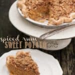 Comfort food doesn’t get much better than this Spiced Rum Sweet Potato Pie with Brown Sugar Pecan Streusel and a homemade all butter pie crust.