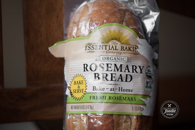 a packaged loaf of rosemary bread