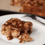 fresh apple cake with caramel sauce.