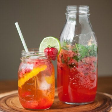 strawberry basil honey punch with tequila.