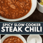 spicy slow cooker steak chili recipe.