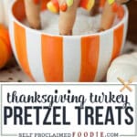 thanksgiving turkey pretzel rod treats.
