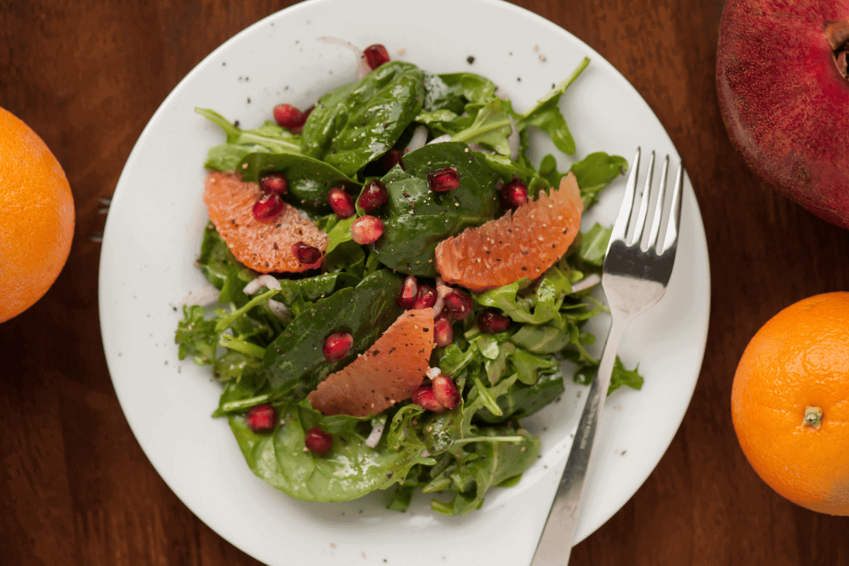 pomegranate orange arugula salad.