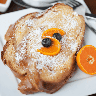 baked French toast with challah bread.
