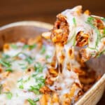 homemade cheesy sausage pasta bake