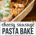 cheesy sausage pasta bake recipe.