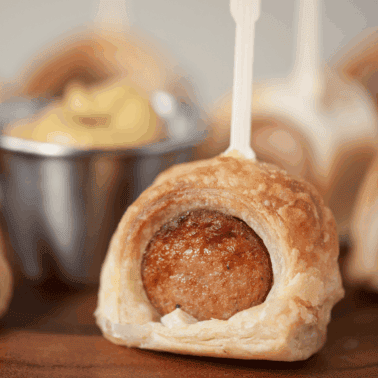 kielbasa wrapped in puff pastry.