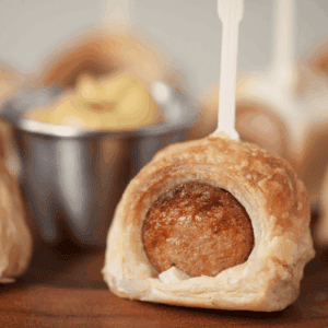 kielbasa wrapped in puff pastry.