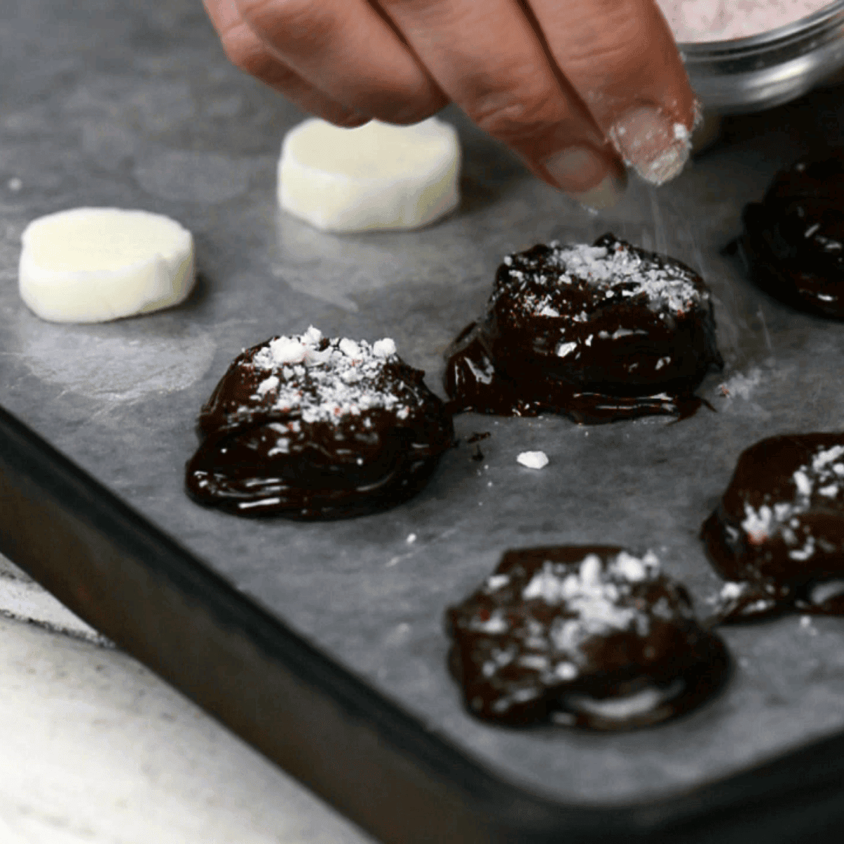 making homemade peppermint patties.