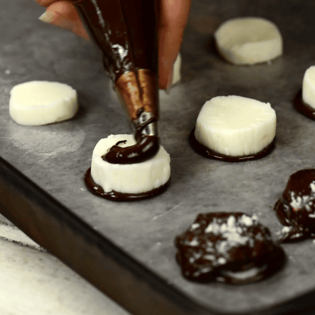 making homemade peppermint patties.