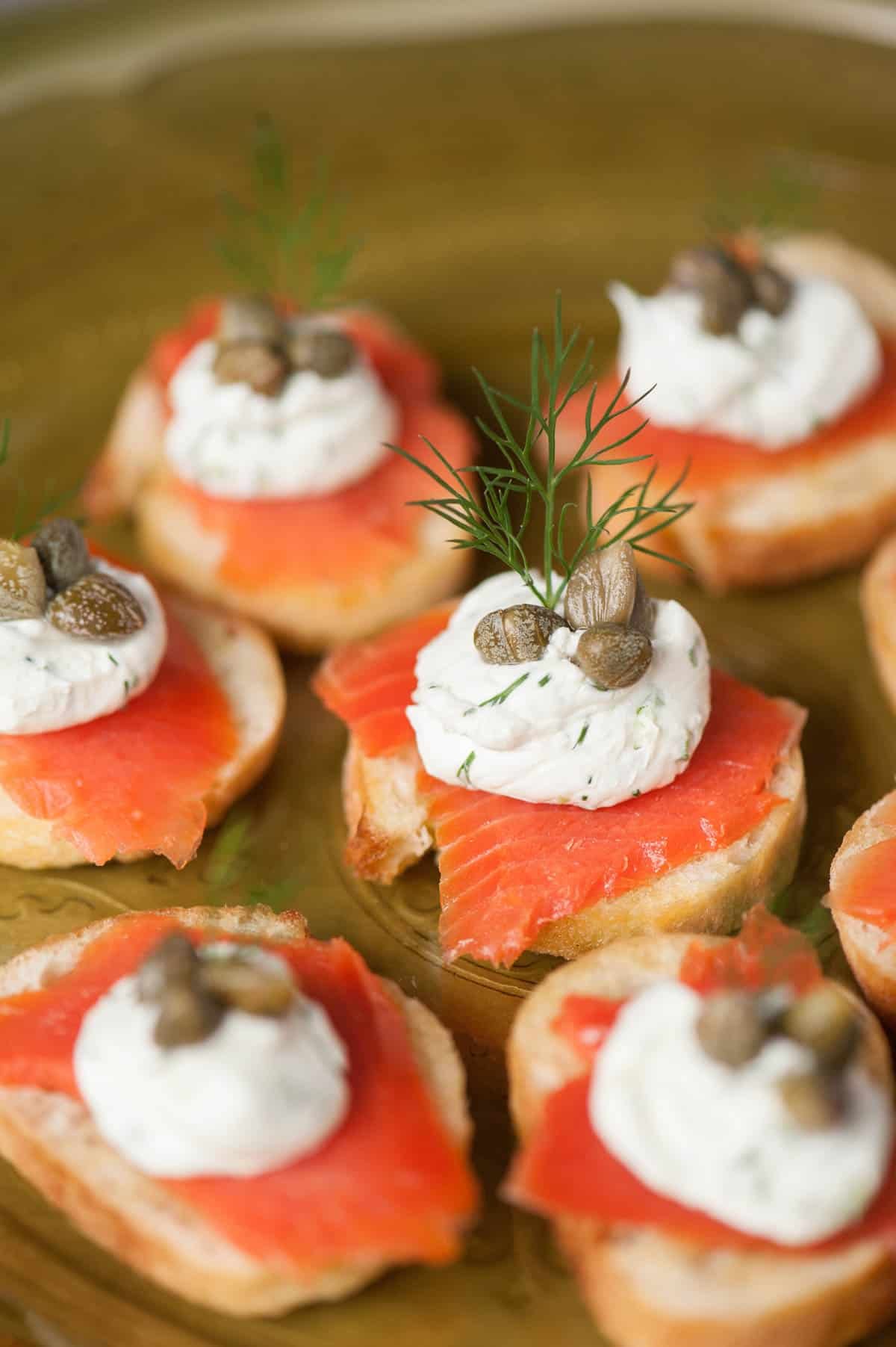 cold smoked salmon crostini appetizer recipe.