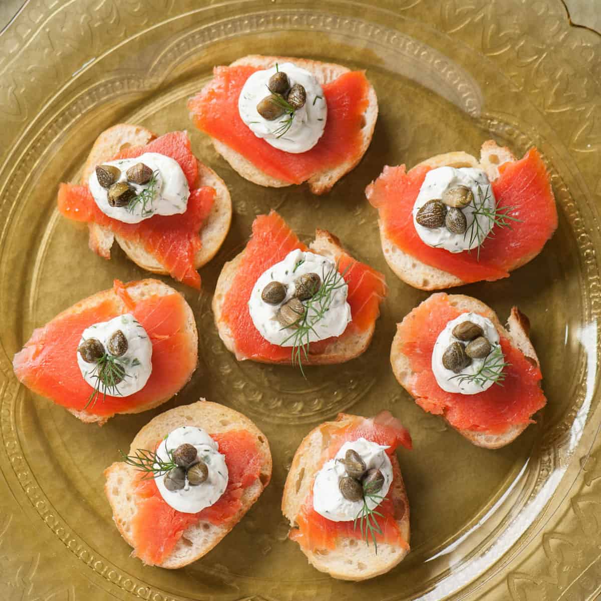 cold smoked salmon crostini appetizer recipe.