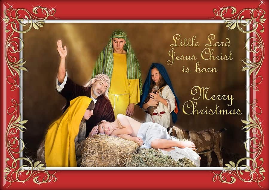 manger funny holiday card picture