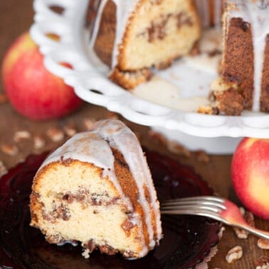 glazed apple pecan bundt cake.