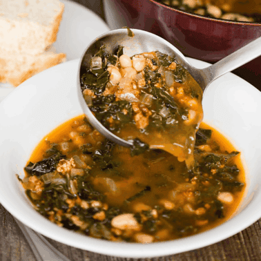 Italian pork white bean kale soup.