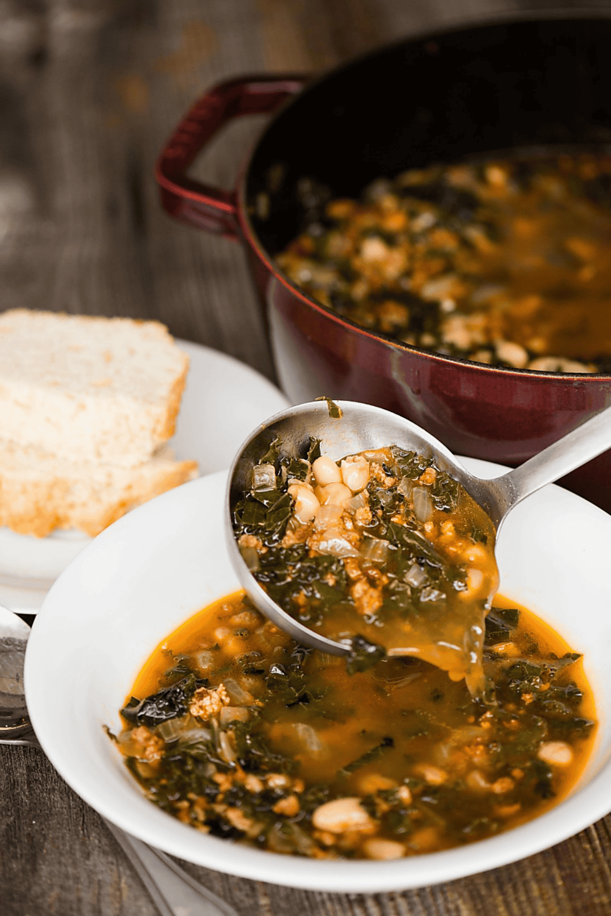 Italian pork white bean kale soup.