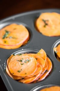making sweet potato stacks.