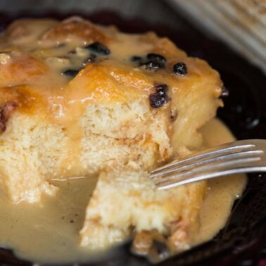 classic bread pudding with currants.