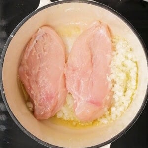 chicken breasts and onions.