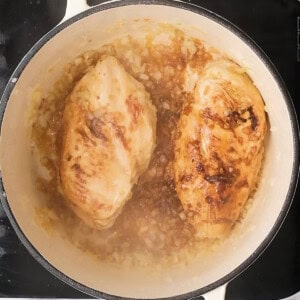 chicken breasts and onions.