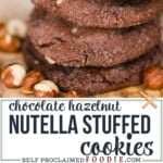 Chocolate Hazelnut Nutella Stuffed Cookies combine a homemade chewy chocolate hazelnut cookie that is wrapped around a melted mouthful of creamy Nutella.