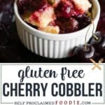 gluten free almond cherry cobbler recipe cooked on the grill.