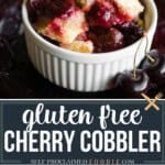 gluten free almond cherry cobbler recipe cooked on the grill.