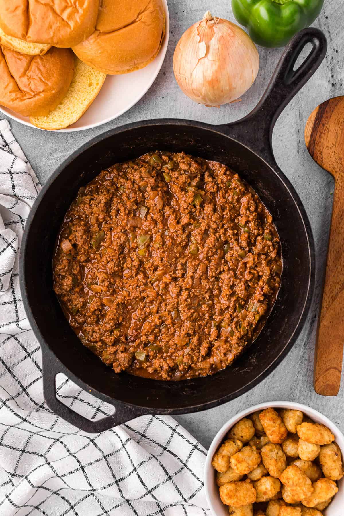 Cooking sloppy joes in a cast iron skillet for an easy dinner.